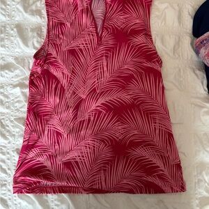 Tommy Bahama Pink Palm Leaf Sleeveless Top and Skirt Set for Pickleball or Golf